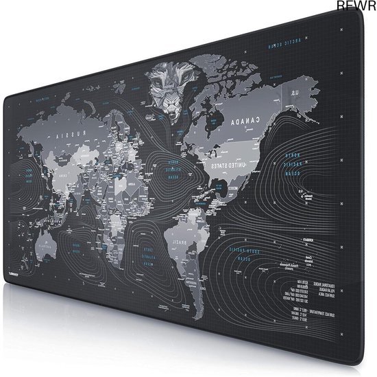 RFWR® Grote XXL Gaming Muismat - Verbeter Snelheid en Precisie - Antislip Met Wereldkaart Design van Merkloos