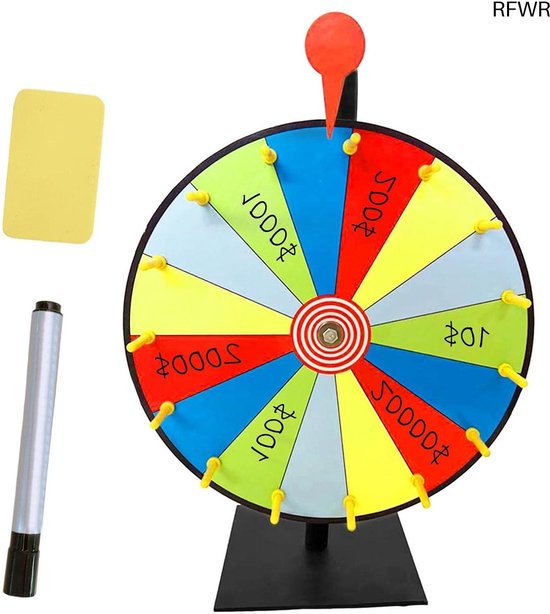 RFWR® Prijswiel voor spelletjes en evenementen – Draaibaar Rad van Fortuin voor beurzen en feesten van Merkloos