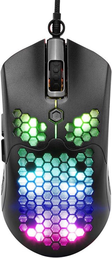 RGB Bedrade Lichtgewicht Gamingmuis 65G met Honingraat en Programmeerbare Knoppen van Merkloos