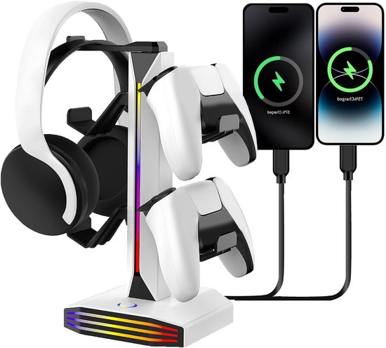 RGB Controller Stand - Headset Houder Bureau - Gaming Setup Organiseren - Geïntegreerde RGB Verlichting