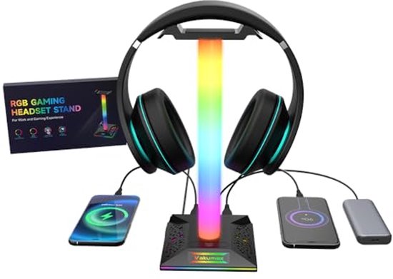 RGB Gaming Hoofdtelefoonstandaard met Oplaadhub en Kabelmanagement - 10 Kleurmodi en Touch Control van Havit