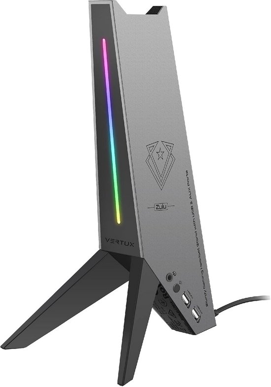 RGB Gaming Hoofdtelefoonstandaard met USB Poorten en AUX-Aansluiting