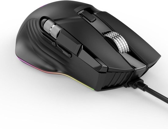 RGB Gaming Muis - Ergonomische Muis - PC Gaming - 11 Programmeerbare Knoppen - 12400 DPI - Zwart
