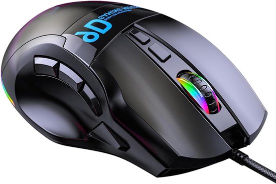 RGB Gaming Muis - Gamen Muis - PC Gaming - 9 Programmeerbare Knoppen - 126x82x38mm - Zwart