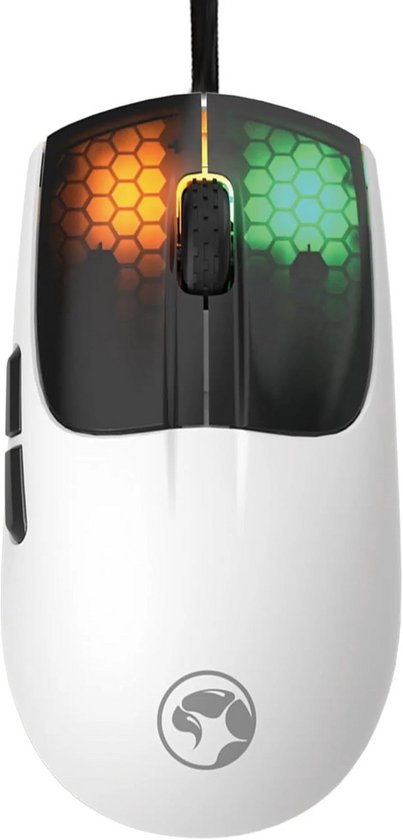 RGB Gaming Muis Voor PC en Laptop - Bedraad met 12000 DPI en 6 Knoppen - Wit van Merkloos