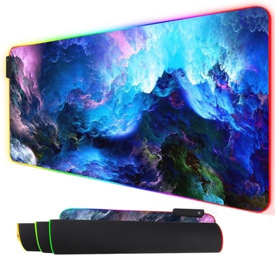 RGB Gaming Muismat met LED Verlichting - Oversized Antislip Waterbestendig - 90x40 cm