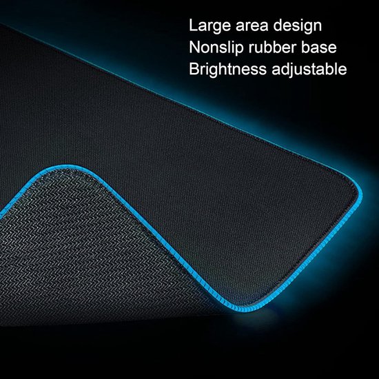 RGB Gaming Muismat - Verlichte Bureauonderlegger - Gaming en Kantoor - 12 Lichteffecten Instelbaar - 400x900mm - Zwart