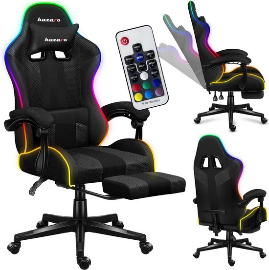 RGB Gaming Stoel met Uitschuifbare Voetensteun en LED-verlichting van Merkloos