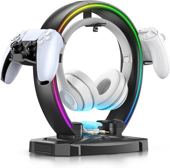 RGB Headset & Controller Standaard met 9 Lichtmodi en Kabelorganizer