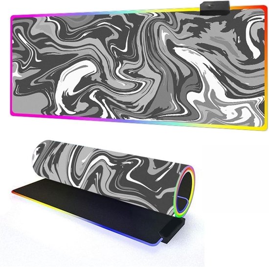 RGB Muismat - Gamen Onderlegger - Gaming Setup - 14 Lichtmodi - 600 x 300 x 4 mm - Grijs