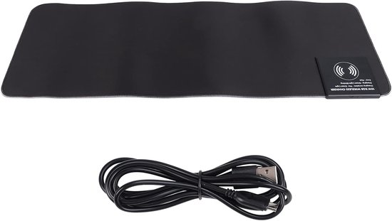 RGB Muismat - Gaming Mat - Draadloos Opladen - Antislip Basis - 32x19cm - Zwart van Merkloos
