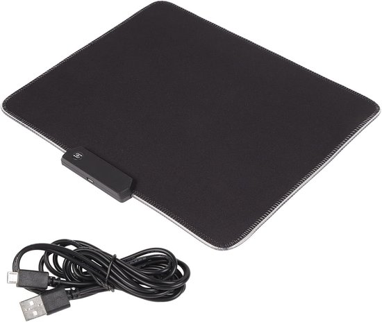 RGB Muismat - Verlichte Mat - Gaming Setup - 12 Lichtstanden - 30x25cm - Zwart