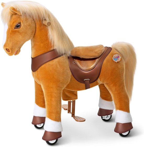Rijdend Paard - Mechanisch Paardje - Binnen Buiten Spelen - Aangedreven door Beweging - 89 x 90 cm - Lichtbruin van Merkloos