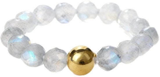 Ring met natuurstenen kralen voor vrouwen, elastisch, 4 mm, glanzende steen, voor dames en heren