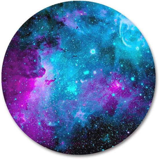 Ronde Antislip Gaming Muismat 20 x 19 cm - Blauw/Paarse Design