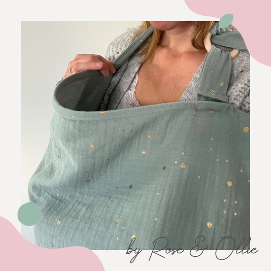 Rose & Ollie borstvoedingsdoek - Zeegroen Sparkle - OEKO-Tex - nursing cover van Rose & Ollie