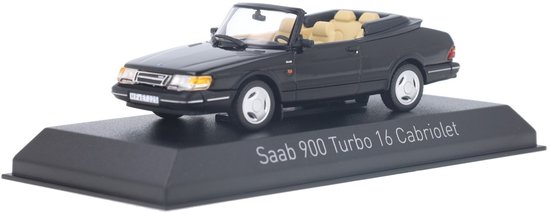 Saab 900 Turbo Convertible 1992 Zwart Model 1/43 Norev 810045 van Norev
