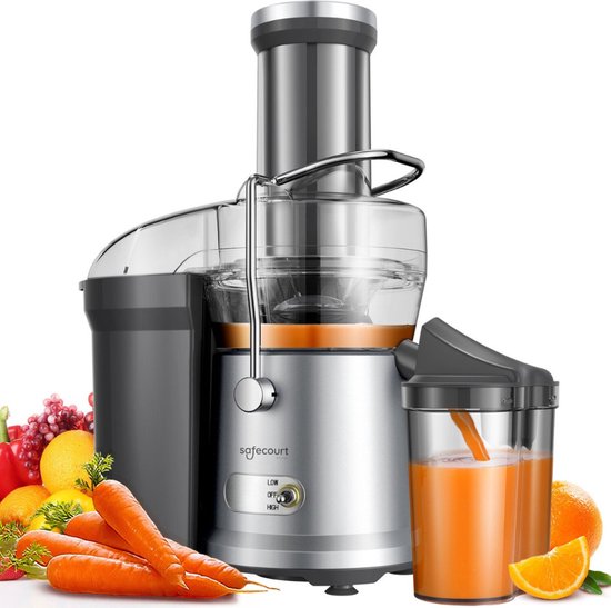 Safecourt Kitchen Sapcentrifuge - Juicer voor Groenten & Fruit - Grote Vulopening - 3 snelheden - 1200 Watt van Safecourt