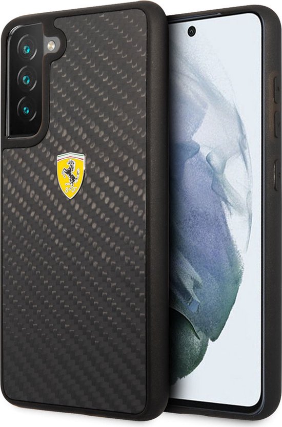 Samsung Galaxy S21 FE Backcase hoesje - Ferrari - Effen Zwart - Carbon van Ferrari
