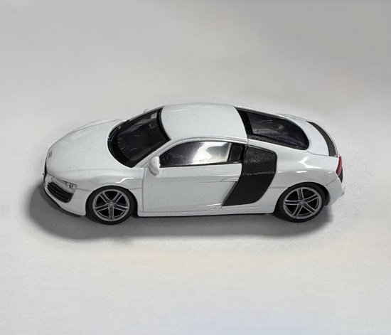 Schaalmodel 2007 Audi R8 Coupé (schaal 1:43, ca. 10x4x3 cm, wit) van Merkloos