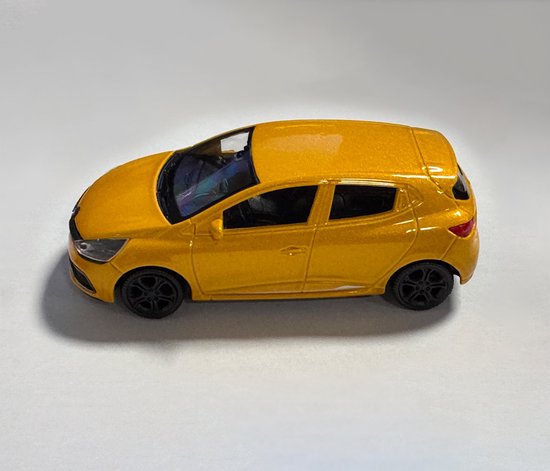 Schaalmodel Renault Clio RS (schaal 1:43, circa 10x4x3 cm, geel) van Merkloos