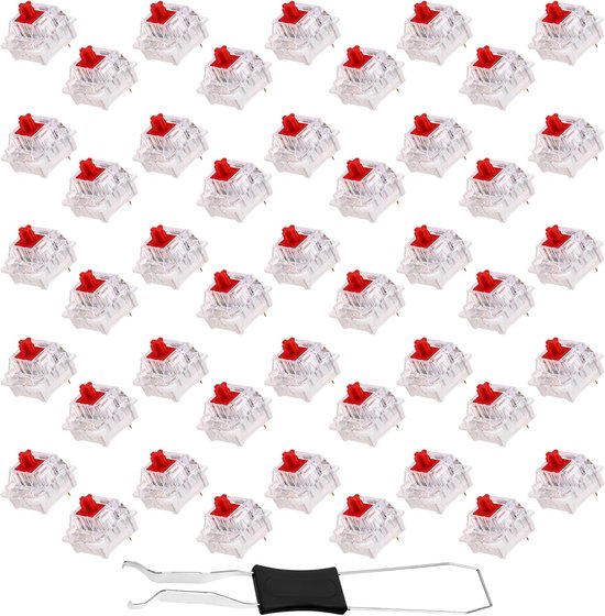 Schakelaars Toetsenbord - Asschakelaars Rood - Gaming PC - Stofdichte Lineaire Schakelaars - 45 Stuks - Transparant