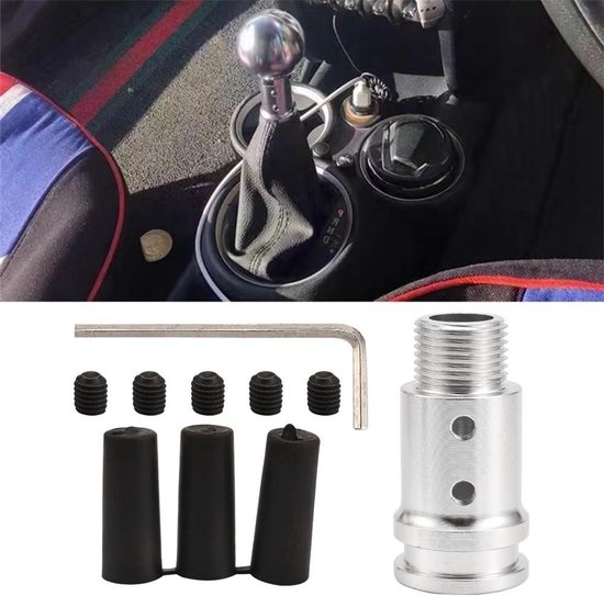 Schakeladapter Aluminium - Pookknop Adapter - Auto Interieur - Universele Schroefdraad - M18 x 1.5 - Zilver