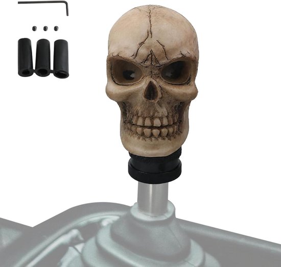 Schakelhendel Knop - Pookknop Auto - Interieur Personaliseren - Opvallend Schedel Design - 14x5 cm - Grijs