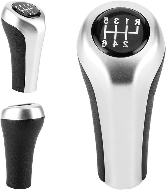 Schakelknop 6 versnellingen - Pookknop auto - Auto interieur upgraden - Mat chroom afwerking - 1 stuk - Zilver van Merkloos