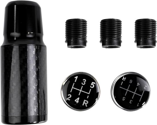 Schakelknop Aluminium - Versnellingspook Hendel - Auto Interieur - Universele Pasvorm - 91mm Lengte - Zwart van Merkloos