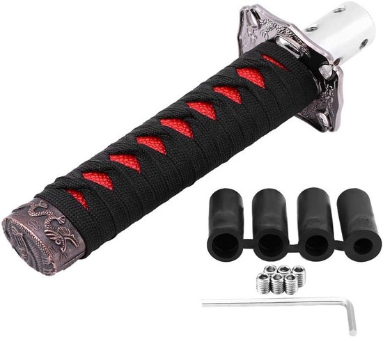 Schakelknop Auto - Pookknop Transmissie - Handmatige Versnelling - Japanse Zwaard Stijl - 20cm Lengte - Zwart Rood