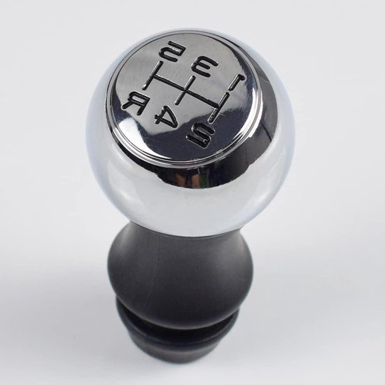 Schakelknop Handgeschakeld - Pookknop Versnellingspook - Auto Interieur - 5 Versnellingen Design - 12 cm Hoog - Aluminium