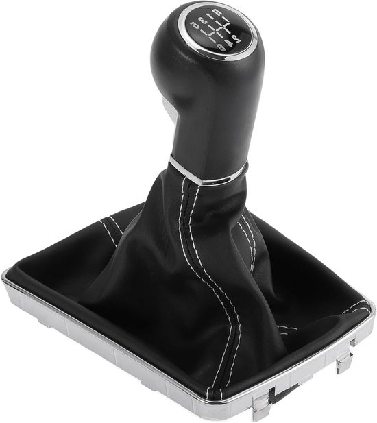 Schakelknop met afdekking - Versnellingspook - Auto interieur - 6 versnellingen - 1 stuk - Zwart zilver van Merkloos