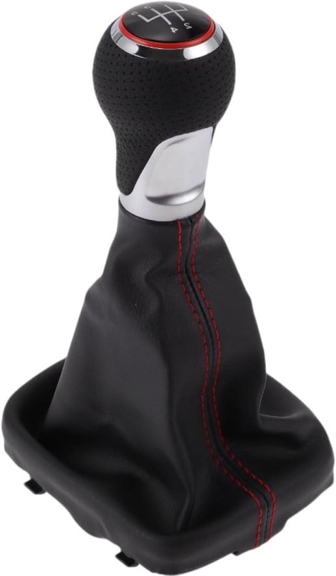 Schakelknop met hoes - Versnellingspook - Rijervaring verbeteren - 5 versnellingen - 1 stuk - Zwart Rood