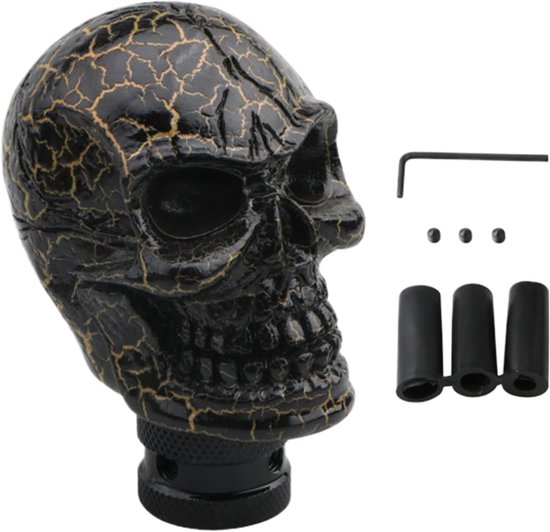 Schakelknop Schedel - Pookknop Auto - Interieur Verfraaiing - Gedetailleerd 3D Reliëf - 13.8 x 7.6 cm - Zwart