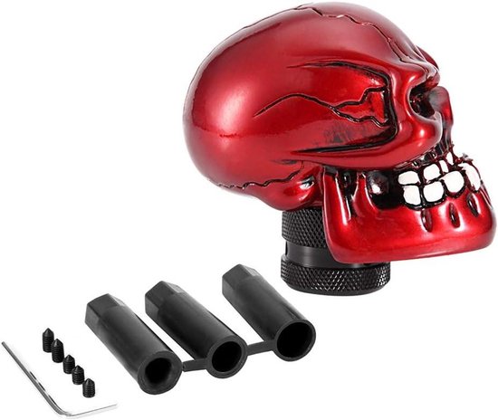 Schakelknop Schedel - Versnellingspook Hoofd - Auto Interieur Upgrade - Koud Gegoten Hars - 70mm Hoogte - Rood van Merkloos