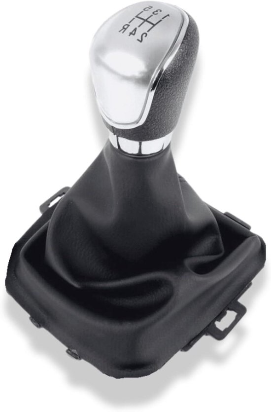 Schakelknop set - Versnellingspook - Auto Interieur - 5 versnellingen - Compleet met zak - Zwart en zilver