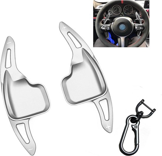 Schakelpeddel Verlenging voor BMW 1/2/3/4/5/6 Serie & X1/X3/X4/X5/X6 Aluminium Stuurwiel Peddels Zilver van Merkloos