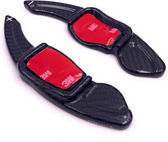 Schakelpeddels - Stuurwiel extensies - Sportief rijden - Echt carbon materiaal - Set van 2 - Glanzend zwart van Merkloos