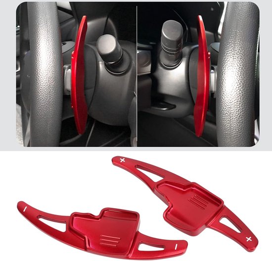Schakelpeddels - Stuurwiel extensies - Sportieve upgrade - Duurzame aluminiumlegering - 20x7x5 cm - Rood