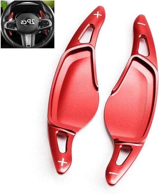 Schakelpeddels - Stuurwiel verlenging - Sportief rijden - Aluminium legering - 2 stuks - Rood van Merkloos