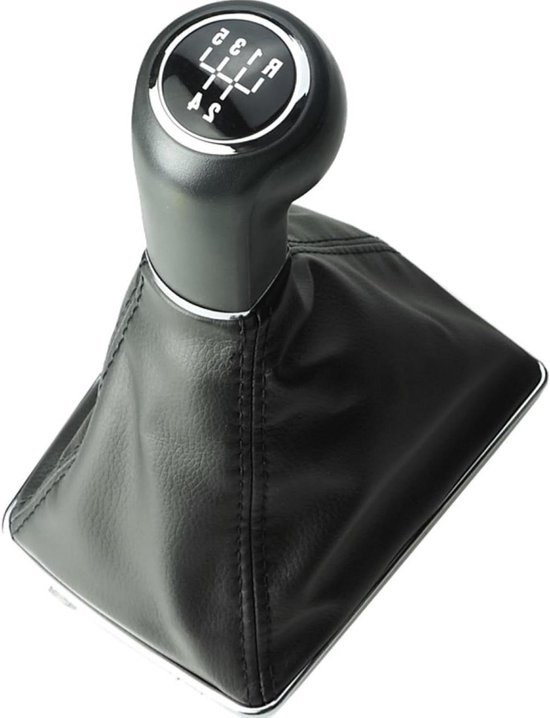 Schakelpook Set - Pookknop Manchet Frame - Auto Interieur Tuning - Chroomlook Afwerking - 5 Versnellingen - Zwart Zilver van Merkloos