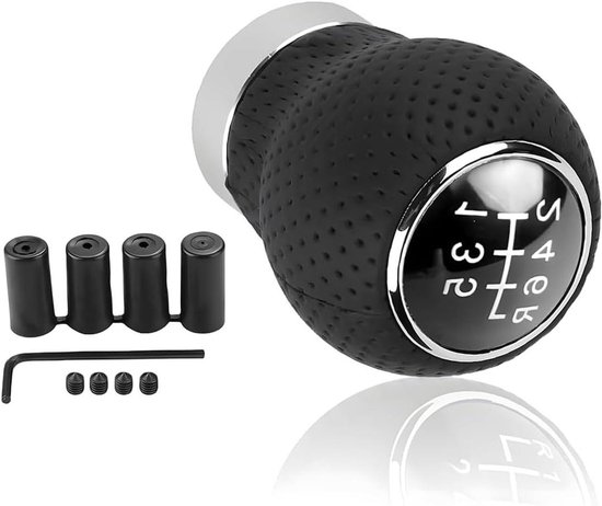 Schakelpook Universeel - Versnellingspook Handbak - Verbeteren Rijcomfort - PU-Leer Met Adapters - 5 cm Rond - Zwart