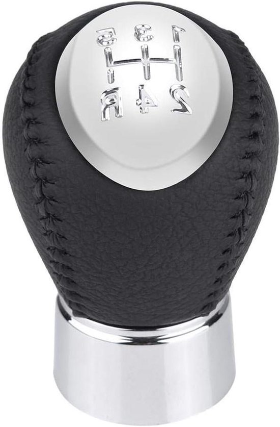 Schakelpookknop 5 Versnellingen - Pookknop Auto - Auto Interieur Upgrade - Hoogwaardig Metaal PU Leer - 75 mm Lengte - Zwart