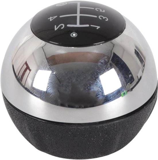 Schakelpookknop 5-versnellingen - Pookknop Auto Versnellingspook - Auto Interieur Upgrade - Luxe Chromen Afwerking - Standaard Maat - Zilver Zwart