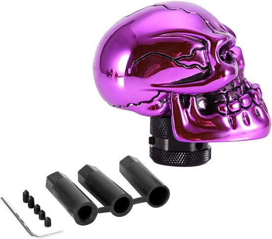 schakelpookknop hendel, skeleton schedel kop automatische veranderende schakelpookknop stick hendel shifter universeel default lila van Merkloos