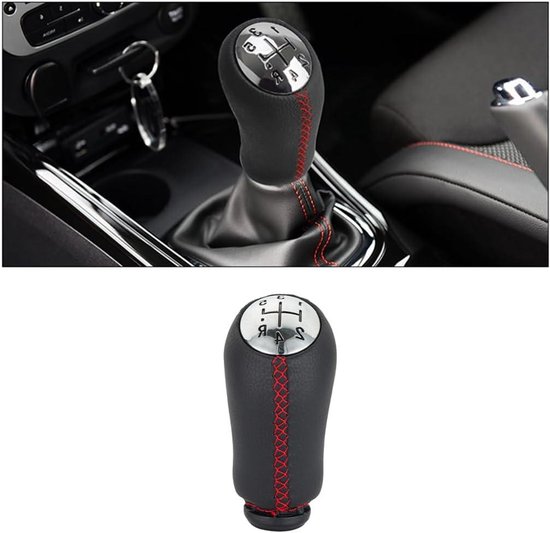 Schakelpookknop Leer - Versnellingspook Handgreep - Verbeteren Rijcomfort - Ergonomisch R-vormig - 10.5 cm Lengte - Rood van Merkloos