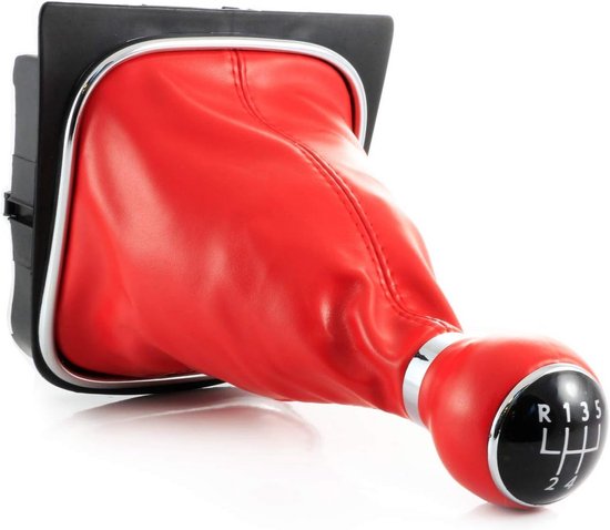 Schakelpookknop met Manchet en Zwarte Basis voor Golf MK5 - 5 Versnellingen + R van Merkloos