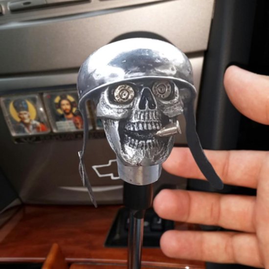 Schakelpookknop Schedel - Versnellingspook Handvat - Auto Interieur - Uniek Ontwerp - 61 x 61 x 79 cm - Zilver
