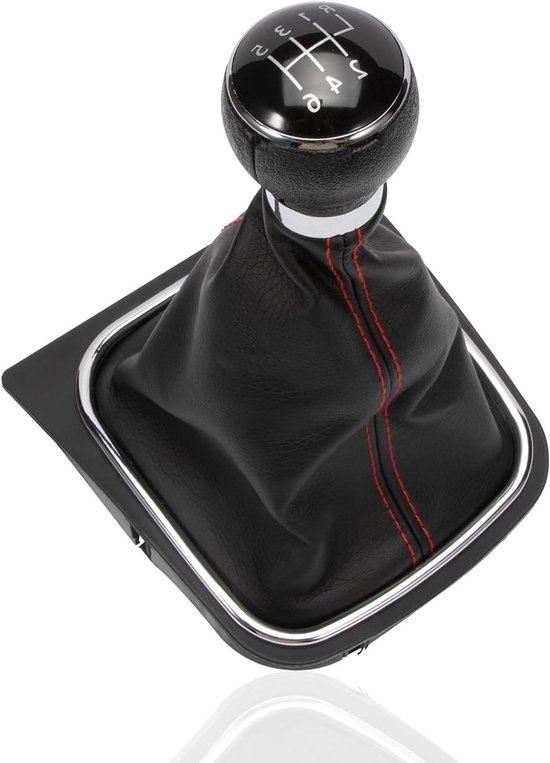 Schakelpookknop Set - Pookknop Leer - Auto Interieur Upgraden - 6 Versnellingen - 1 Stuks - Zwart van Merkloos